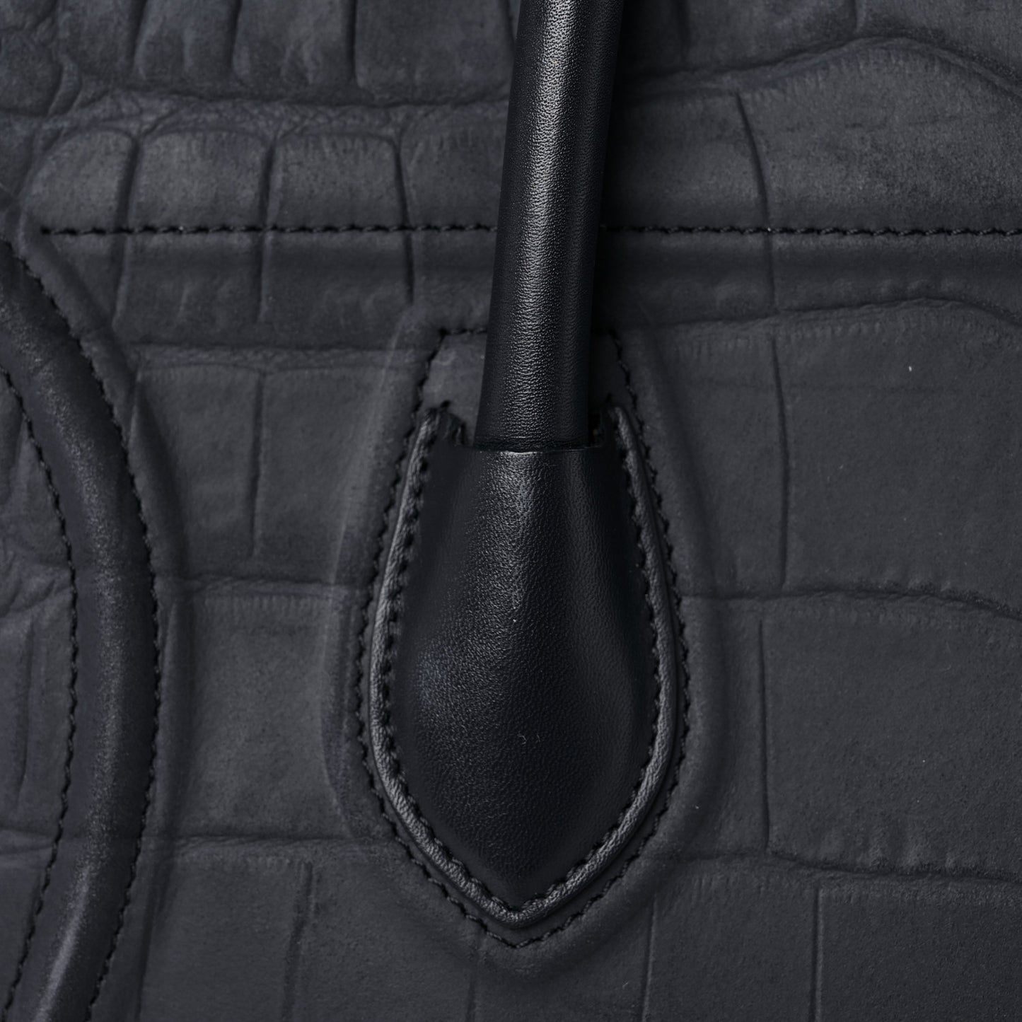 Crocodile Embossed Calfskin Medium Phantom Luggage Navy Blue