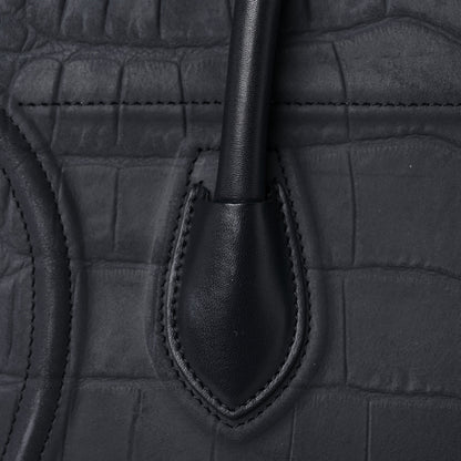 Celine Crocodile Embossed Calfskin Medium Phantom Luggage Navy Blue 19 of 25