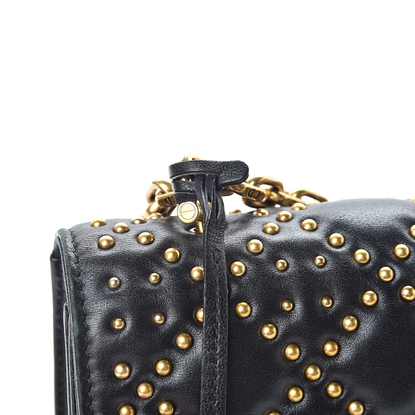 Lambskin Cannage Studded Large Dioraddict Flap Bag Black