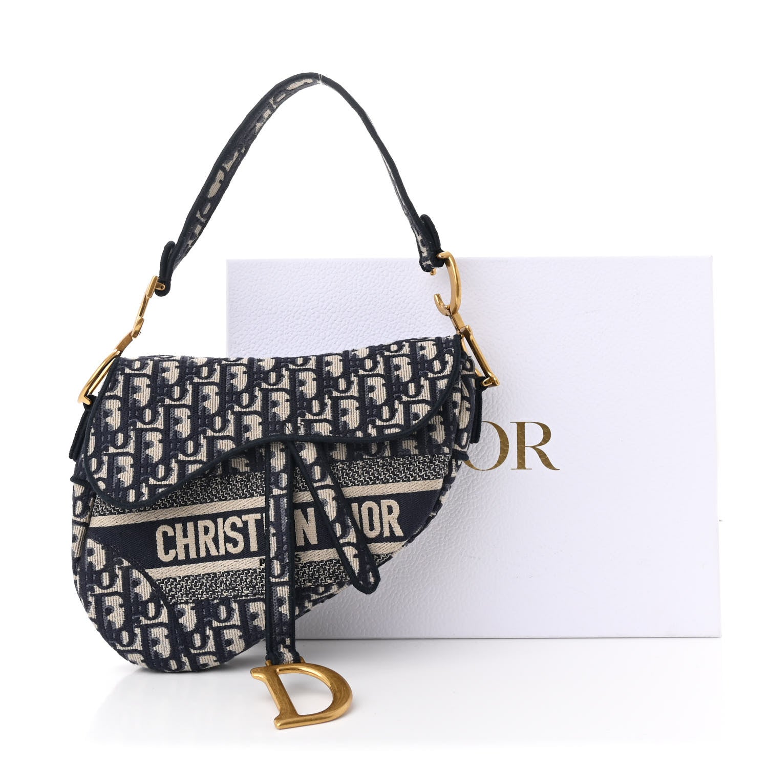 Christian Dior Oblique Embroidered Saddle Bag Blue 13 of 13