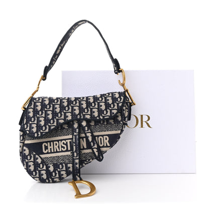 Christian Dior Oblique Embroidered Saddle Bag Blue 13 of 13