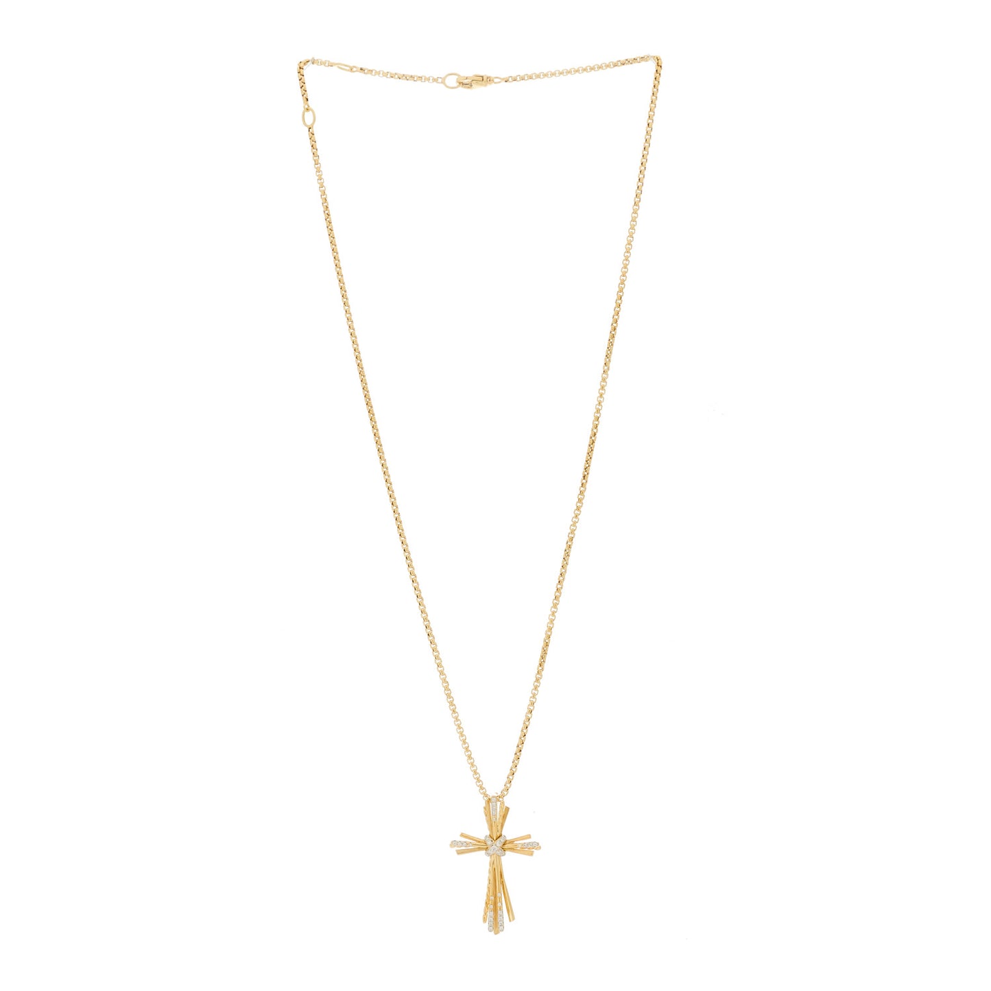 18K Yellow Gold Diamond Angelika Cross Pendant Necklace