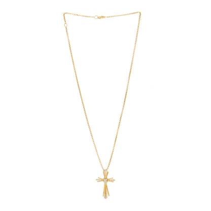 David Yurman 18K Yellow Gold Diamond Angelika Cross Pendant Necklace 3 of 5
