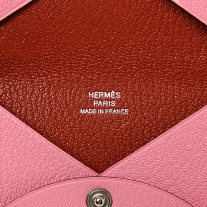 Hermes Chevre Chandra Verso Calvi Card Case Rose Confetti Brique 5 of 10