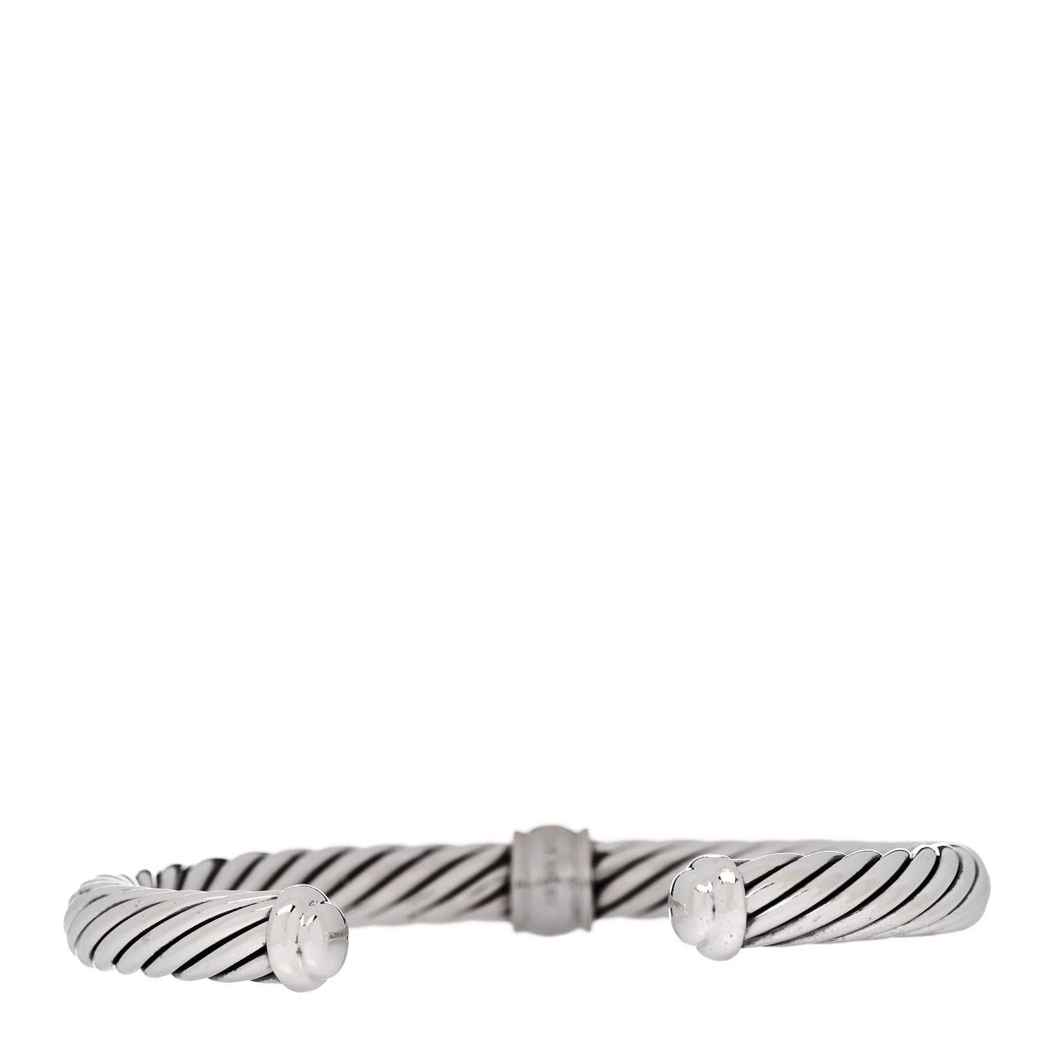 David Yurman Sterling Silver 18K White Gold Diamond 7mm Cable Classics Station Bracelet 2 of 3