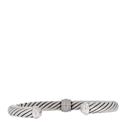 David Yurman Sterling Silver 18K White Gold Diamond 7mm Cable Classics Station Bracelet 2 of 3