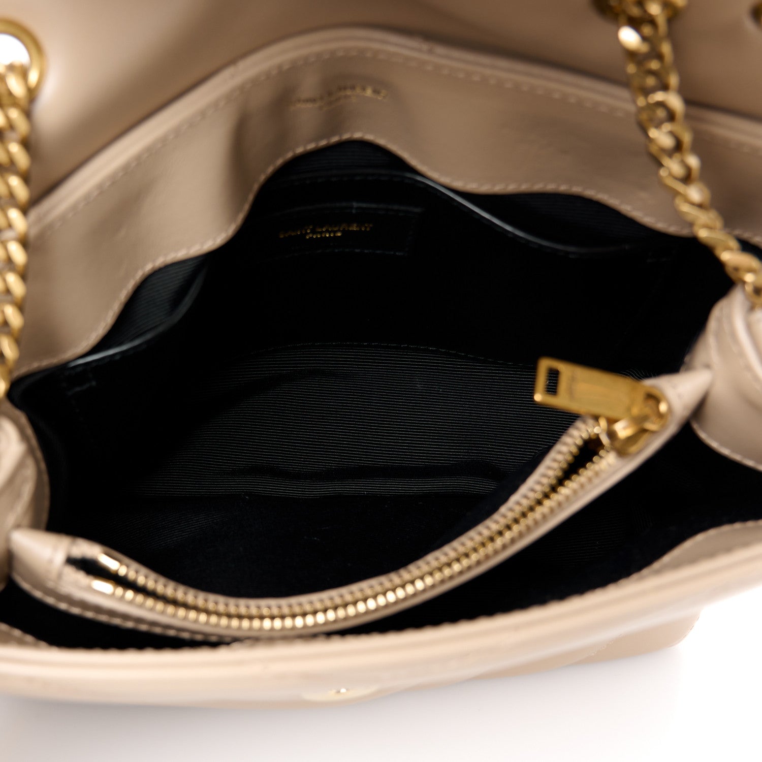 Saint Laurent Calfskin Y Quilted Monogram Small Loulou Chain Satchel Dark Beige 5 of 11