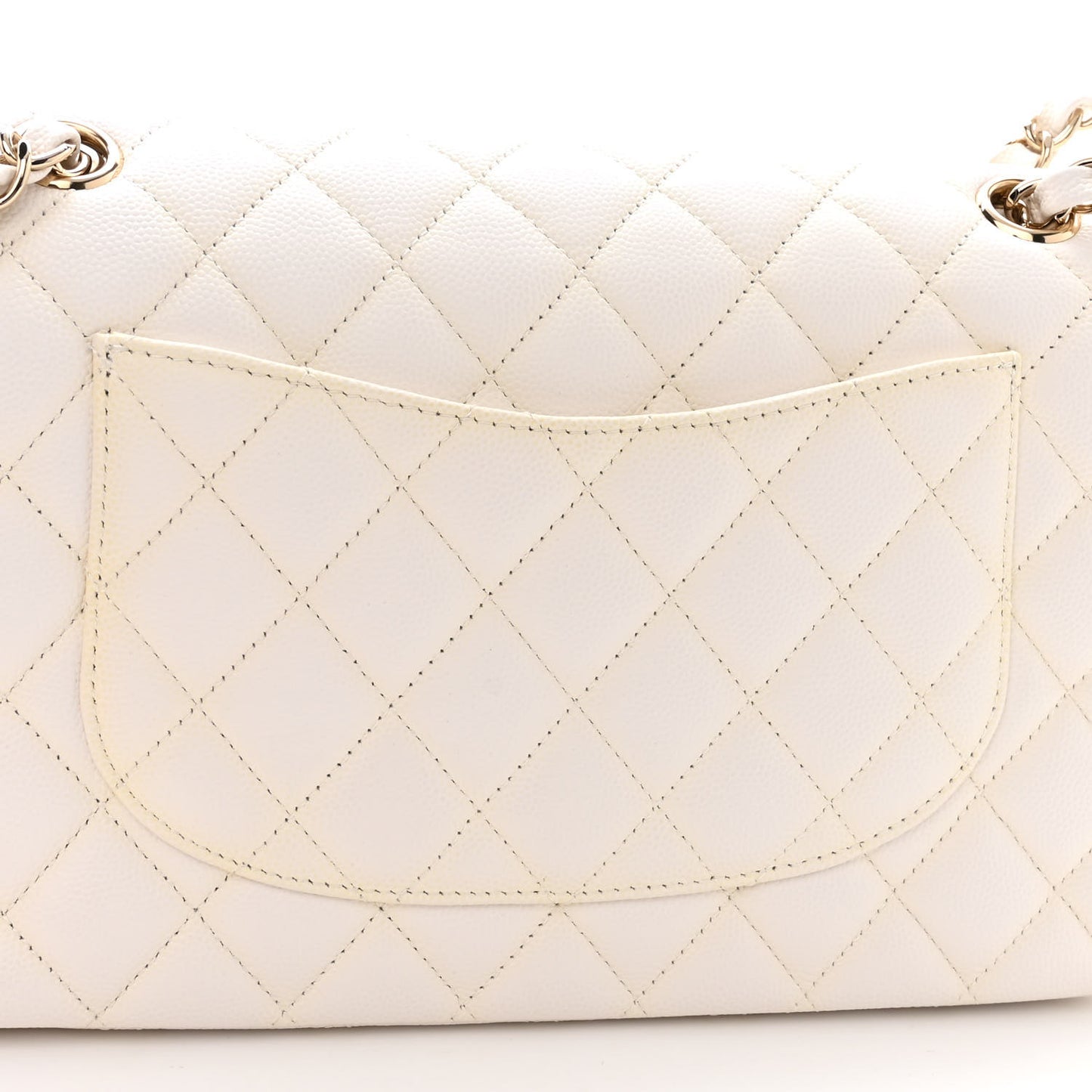 Caviar Quilted Medium Double Flap White