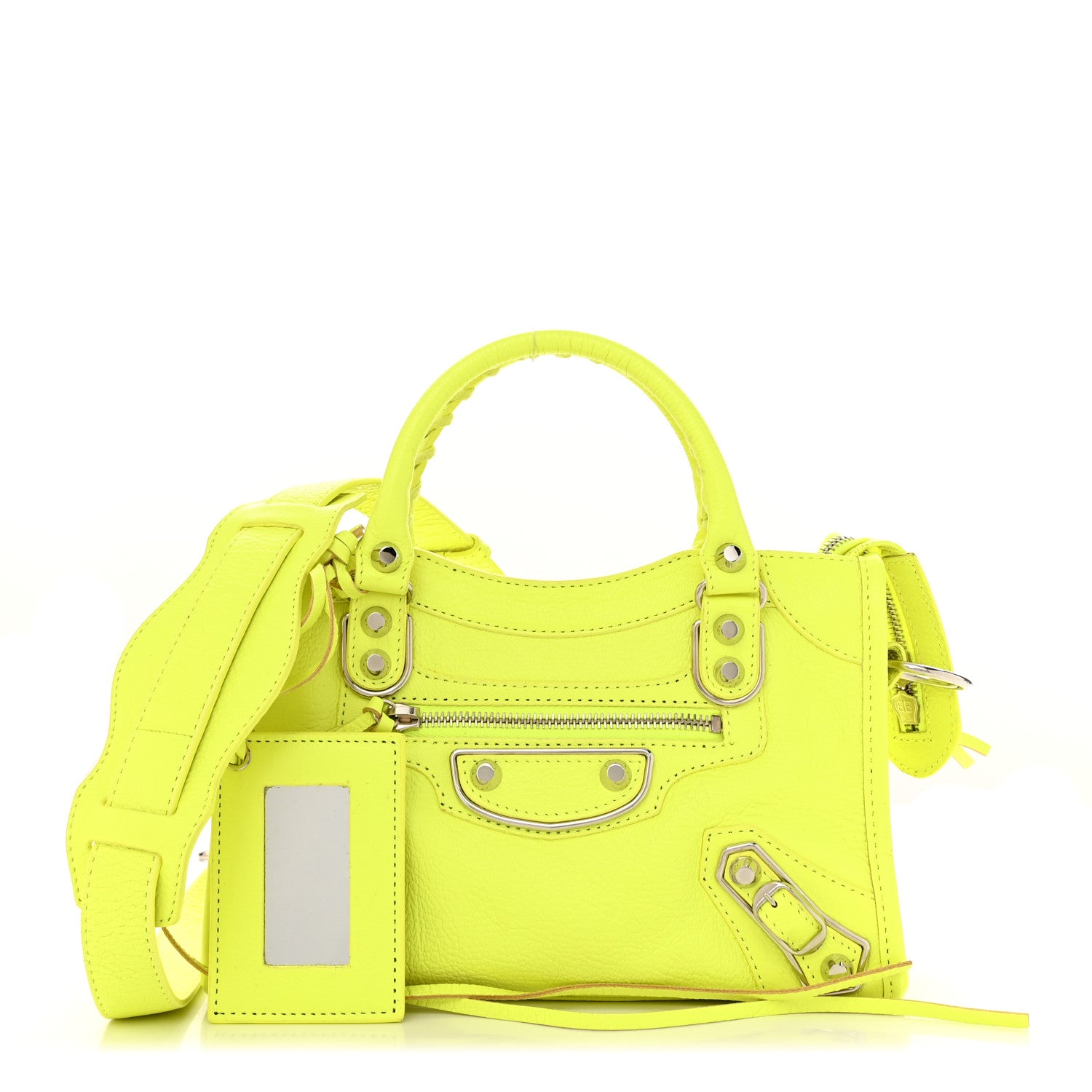 Balenciaga Chevre Silver Metallic Edge Hardware Mini City Acid Green 1 of 11