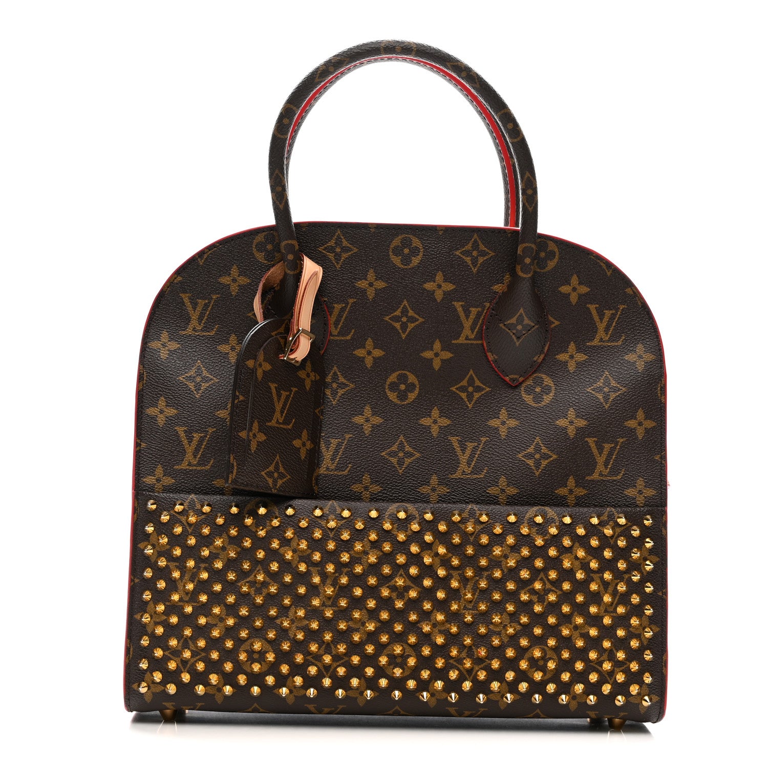 Louis Vuitton Monogram Calf Hair Spikes Iconoclasts Christian Louboutin Tote Red 1 of 16