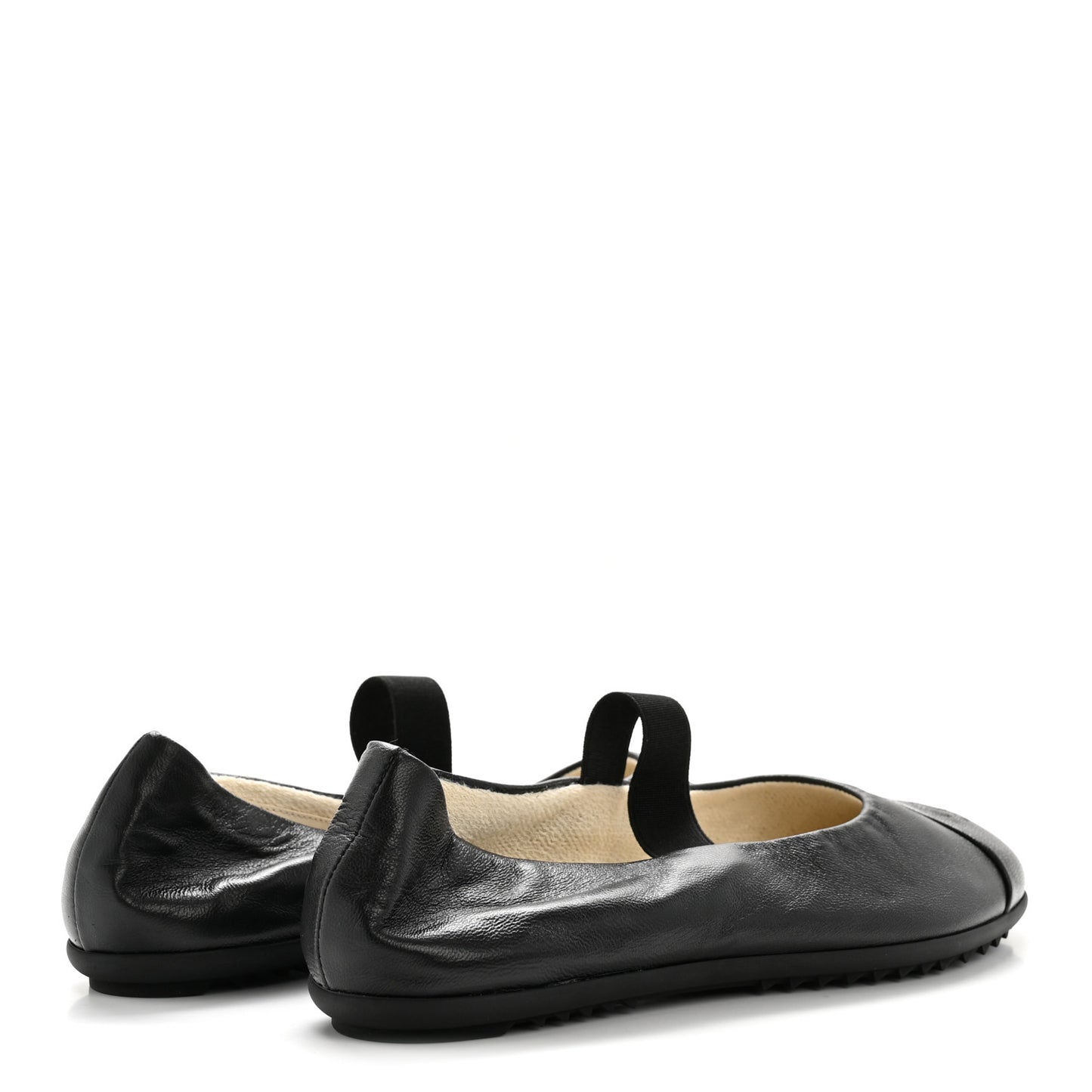 Lambskin Cap Toe CC Mary Jane Flats 38 Black