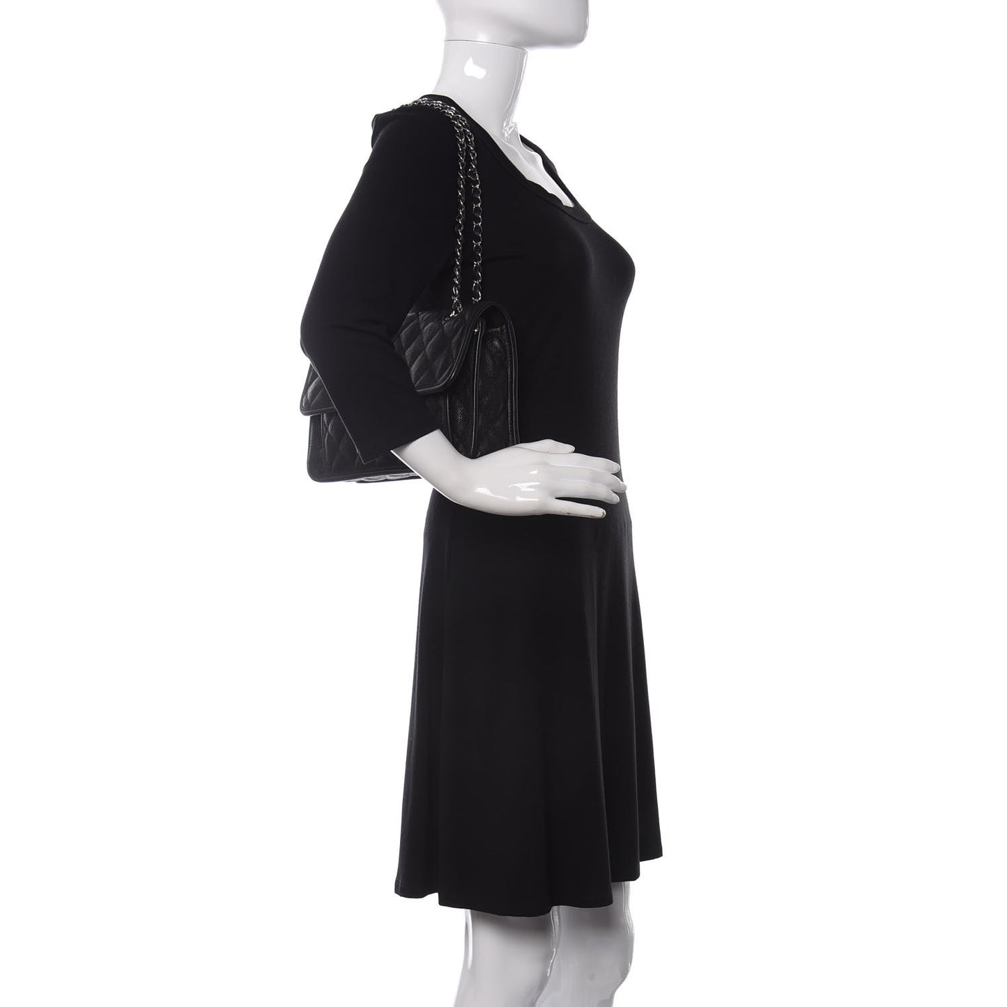 Caviar Quilted Medium French Riviera Flap Black
