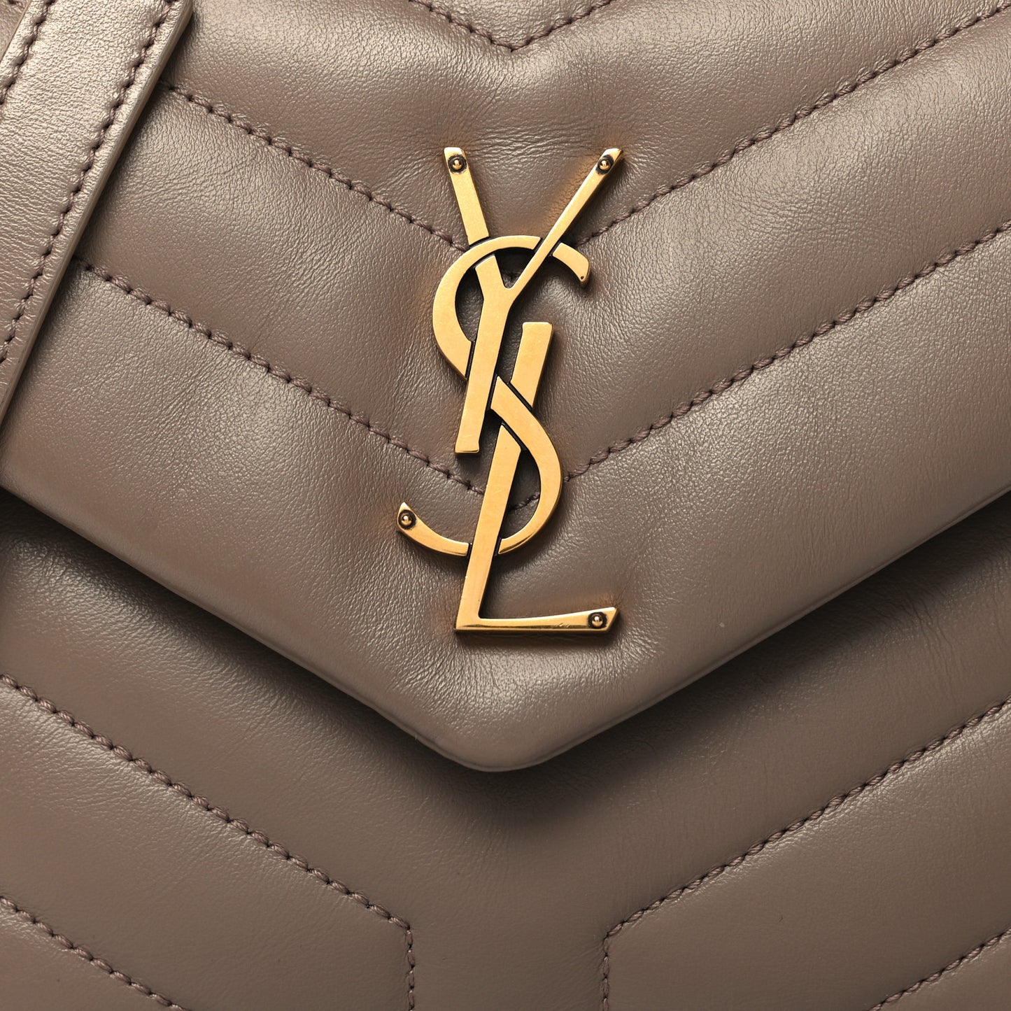 Calfskin Y Quilted Monogram Small Loulou Chain Satchel Taupe