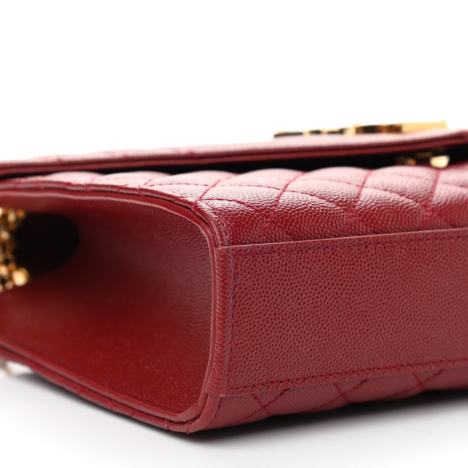 Saint Laurent Grain De Poudre Textured Mixed Matelasse Triquilt Medium Monogram Satchel Oxblood 9 of 13