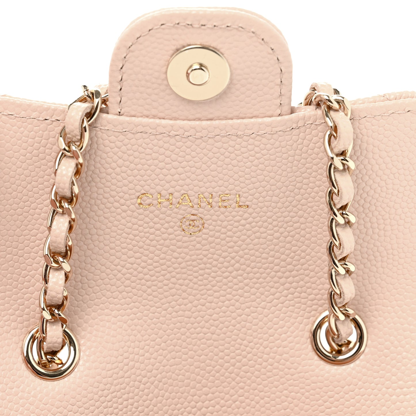 Caviar Quilted Mini Chain Belt Bag Light Beige