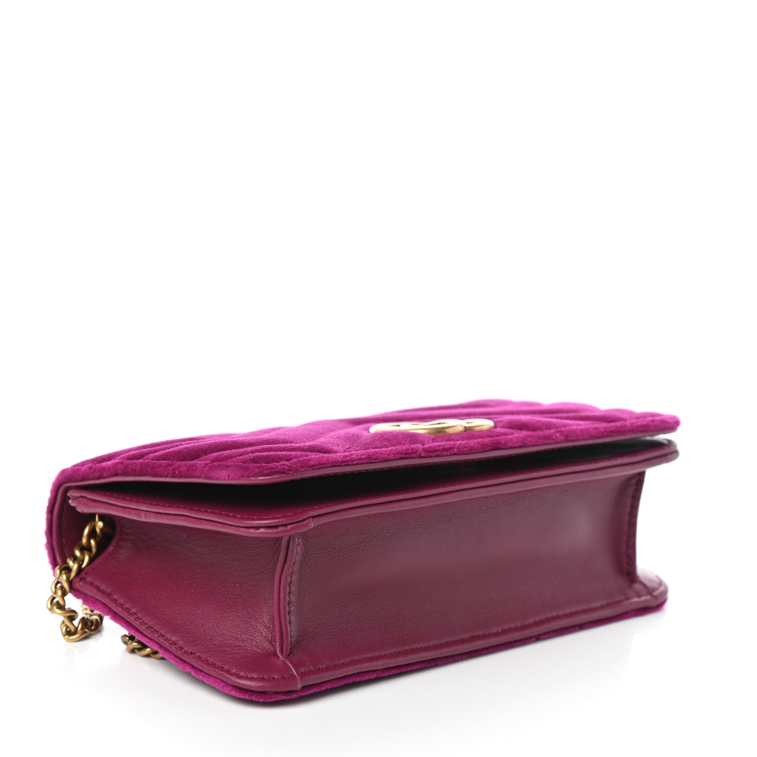 Gucci Velvet Matelasse GG Marmont Mini Bag Fuchsia Violet Cyclamen 4 of 9