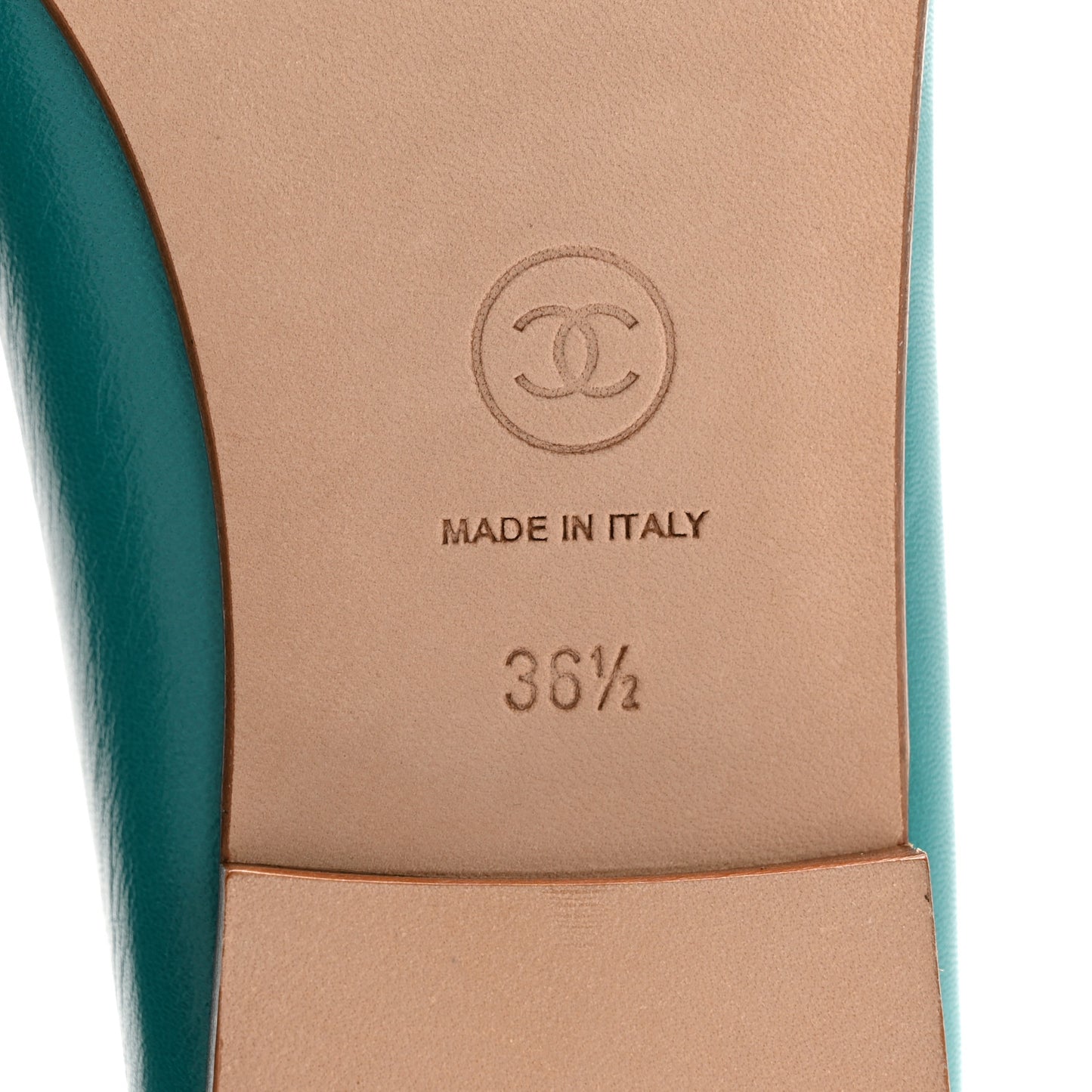 Lambskin Cap Toe CC Ballerina Flats 36.5 Turquoise