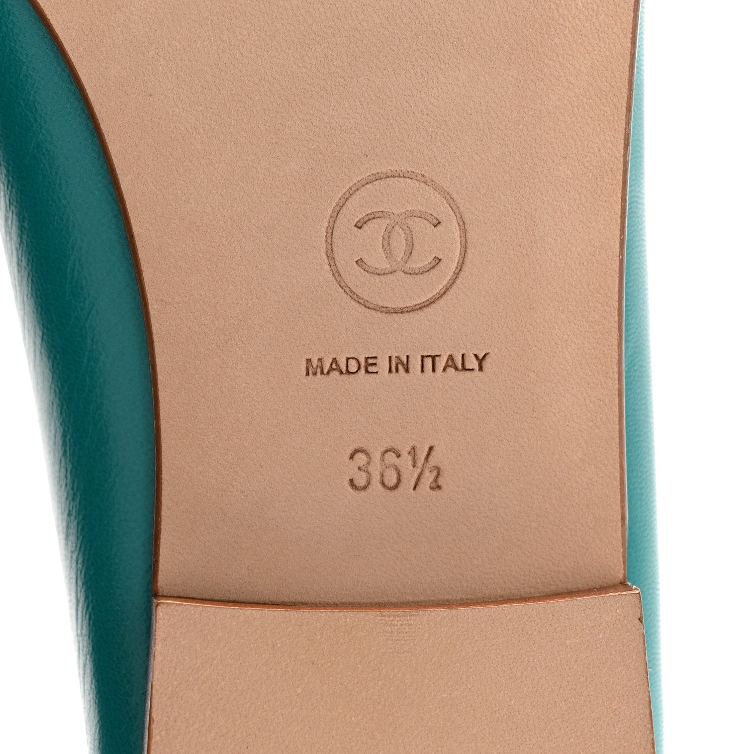 Chanel Lambskin Cap Toe CC Ballerina Flats 36.5 Turquoise 7 of 11