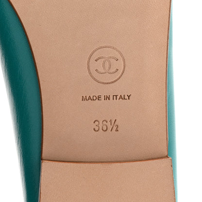 Chanel Lambskin Cap Toe CC Ballerina Flats 36.5 Turquoise 7 of 11