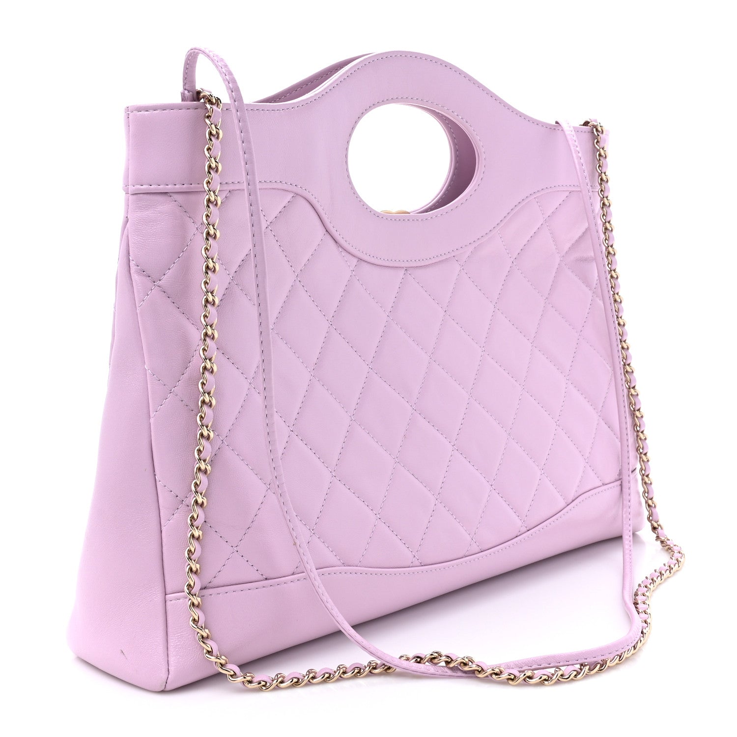 Chanel Shiny Lambskin Quilted Small 31 Shopping Bag Light Purple 3 of 12