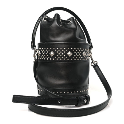 Saint Laurent Smooth Calfskin Studded Small Bahia Drawstring Bucket Bag Black 3 of 9