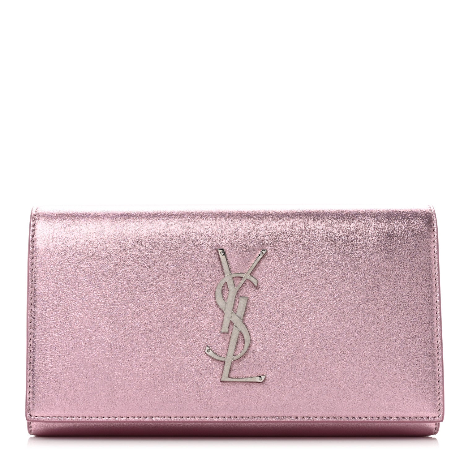 Saint Laurent Metallic Calfskin Classic Monogram Cassandre Wallet New Azalea 1 of 8