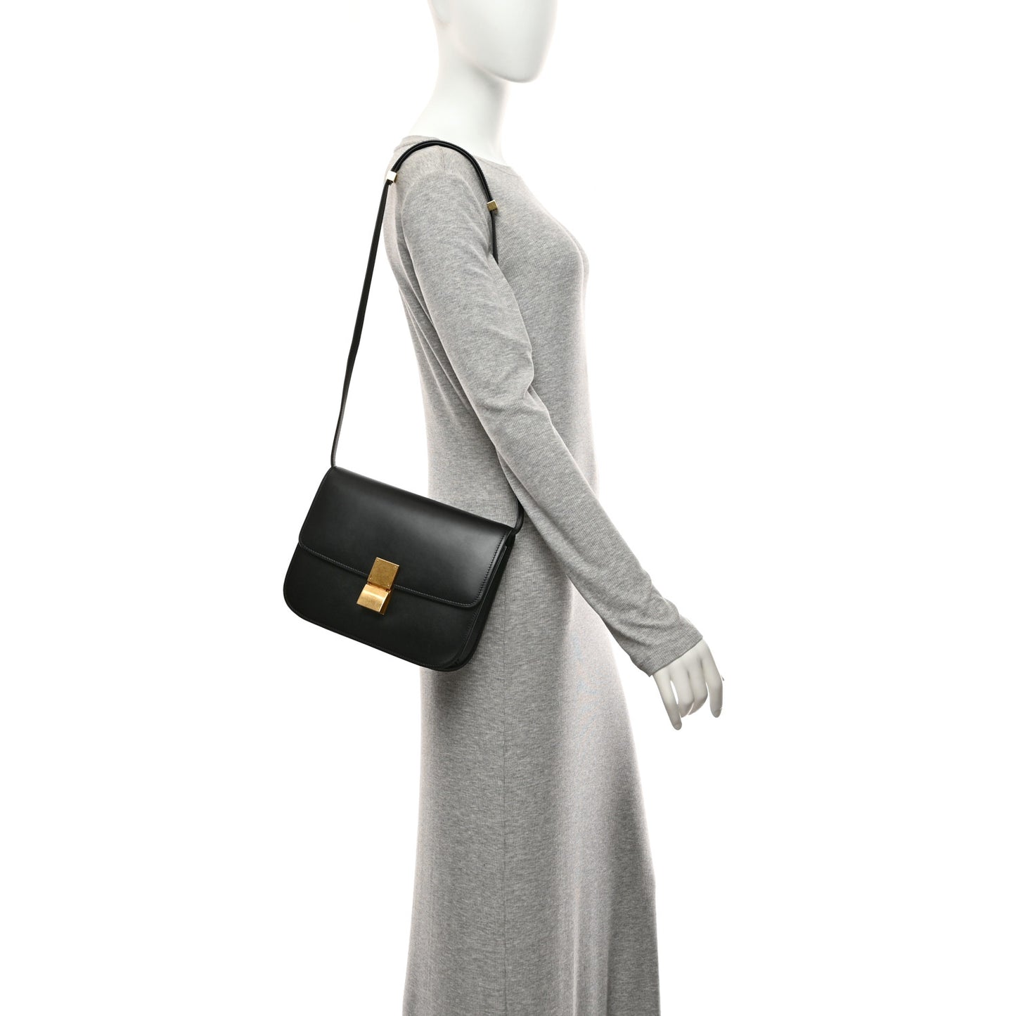 Box Calfskin Medium Classic Box Flap Bag Black