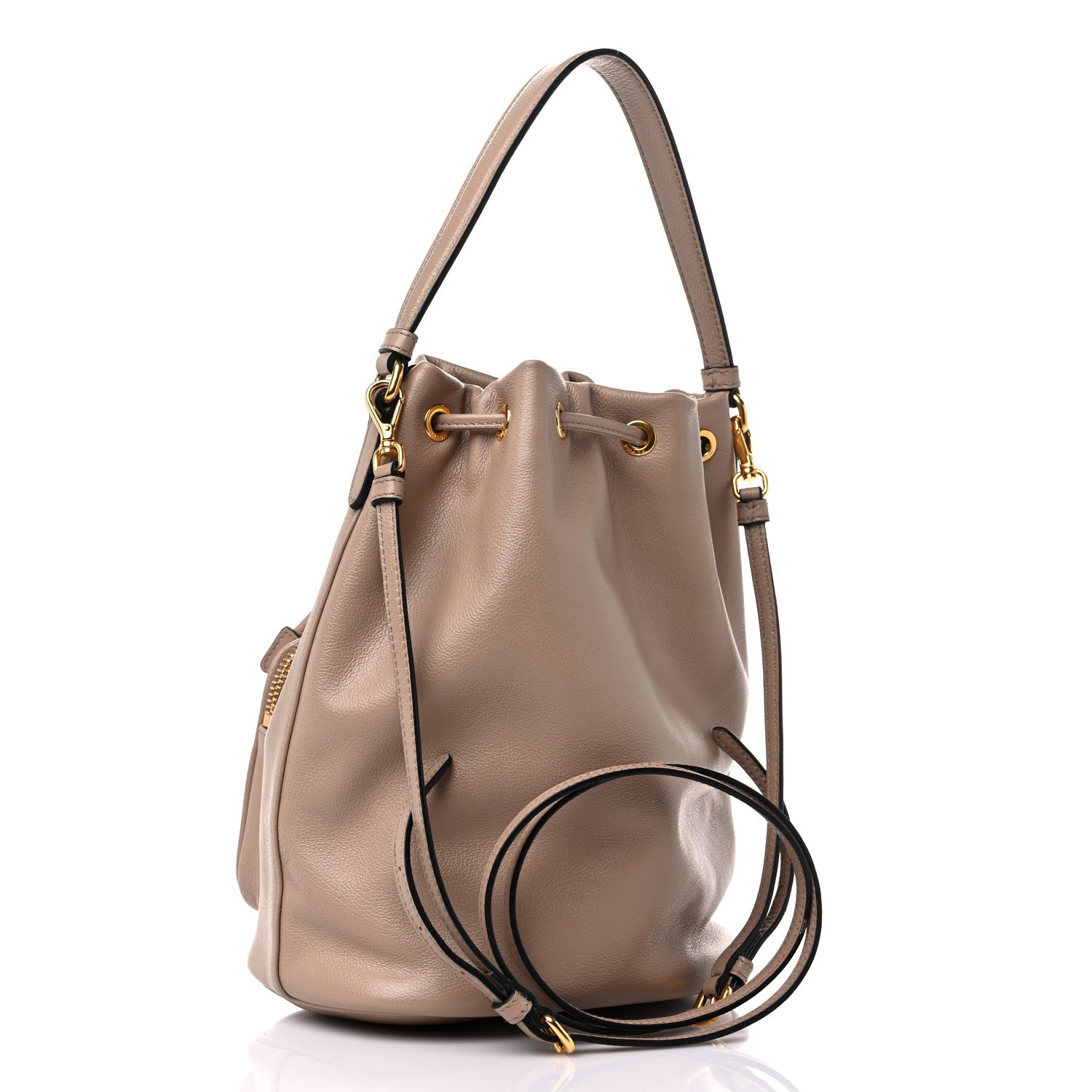 Prada Glace Calfskin Embossed Bucket Bag Cammeo 3 of 8