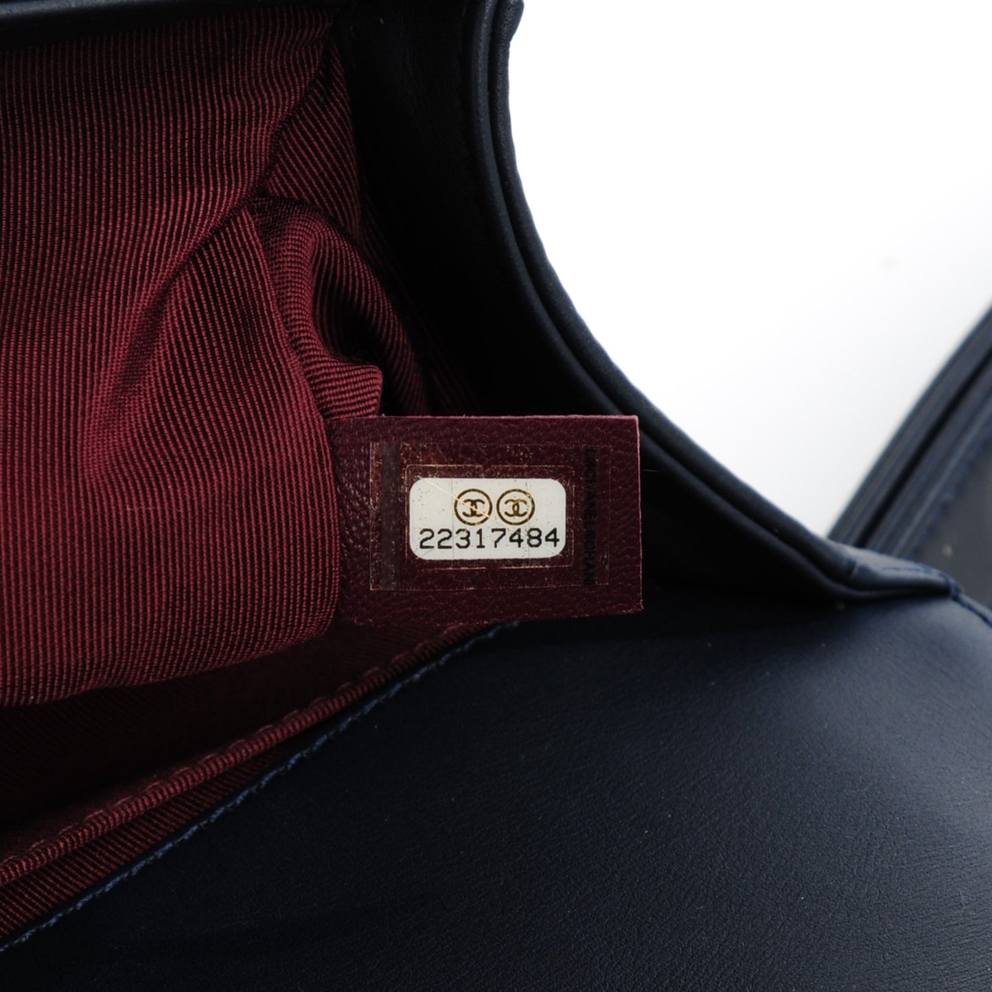Calfskin Caviar Suede Chevron Medium Boy Flap Navy