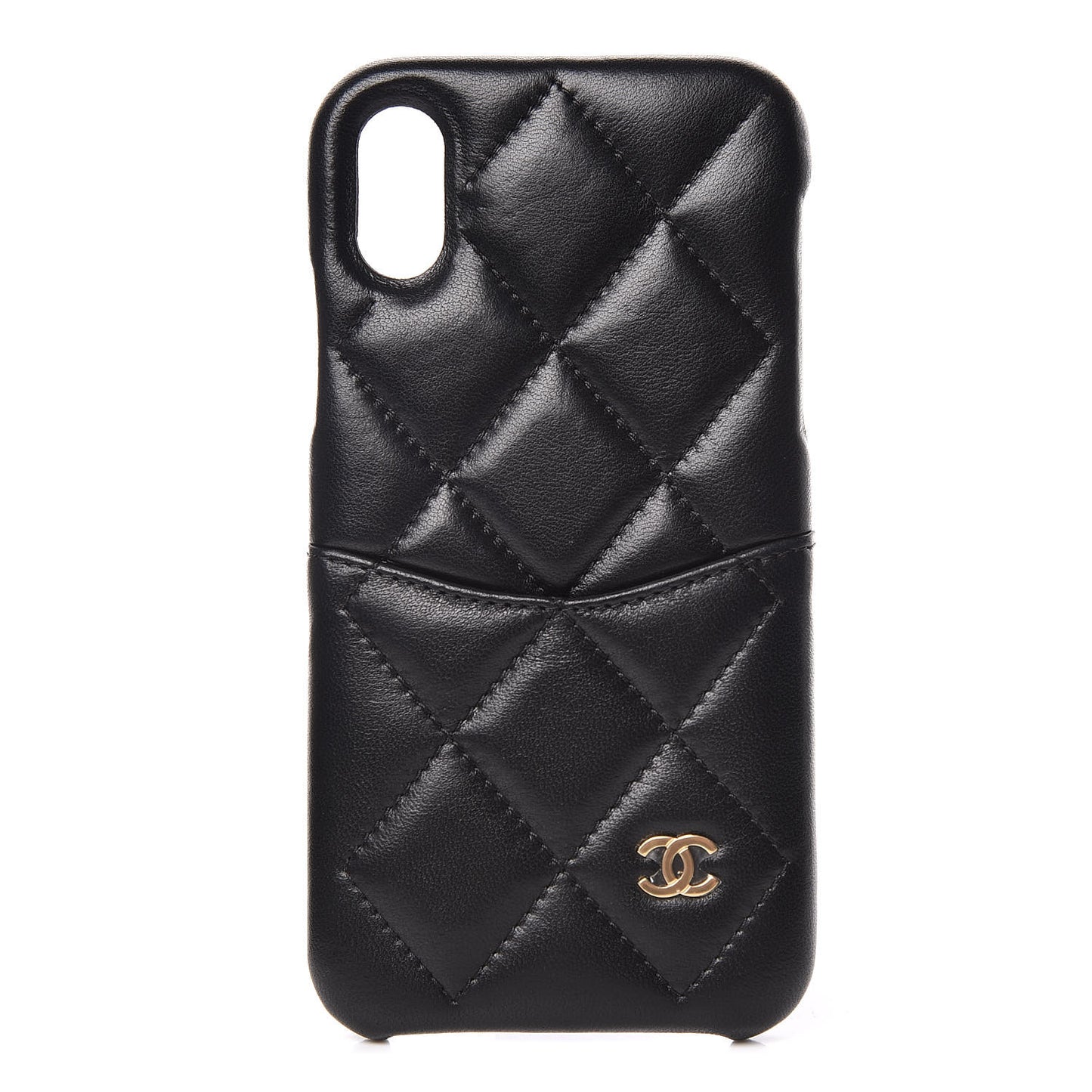 Lambskin Quilted iPhone X Case Black