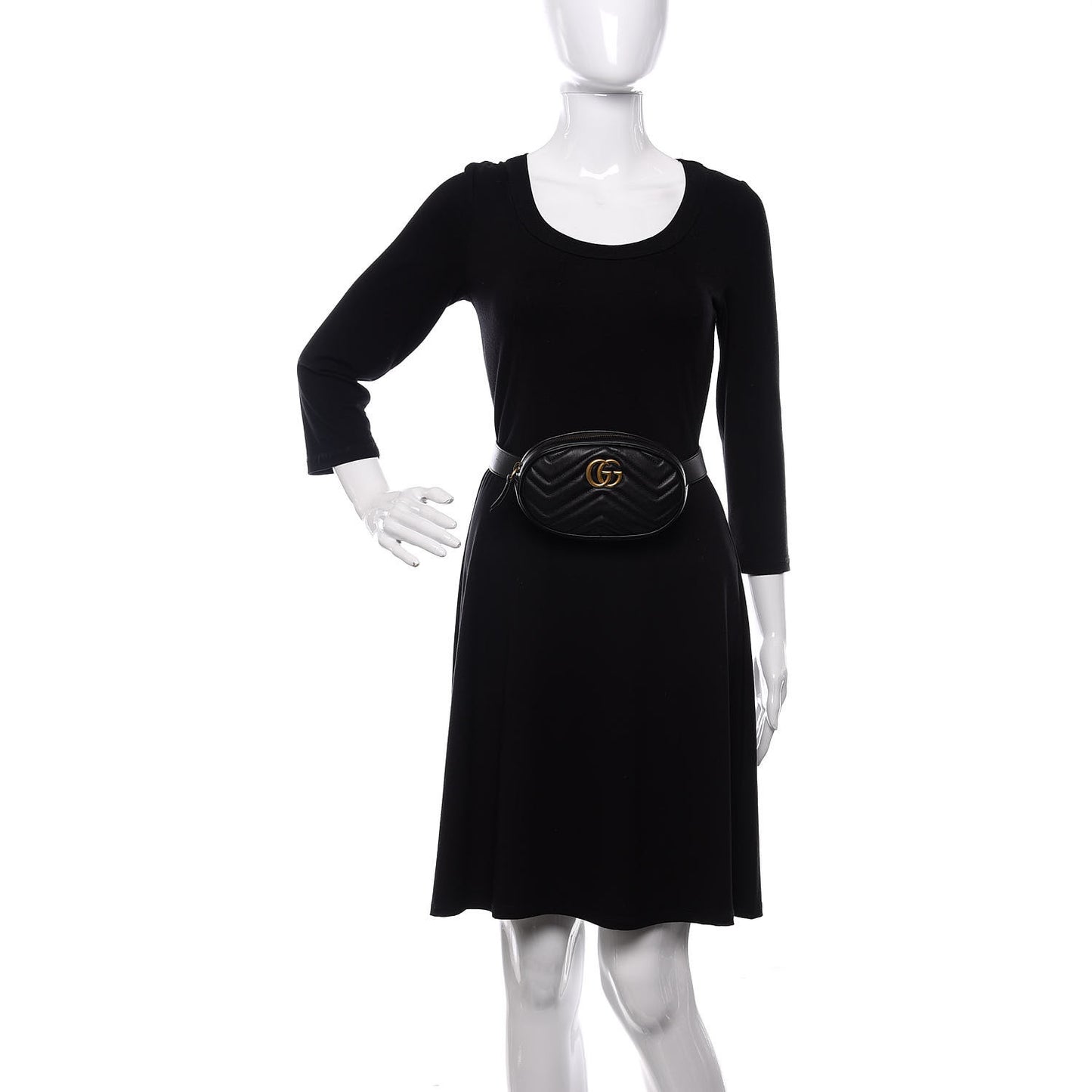 Calfskin Matelasse GG Marmont Belt Bag 85 34 Black