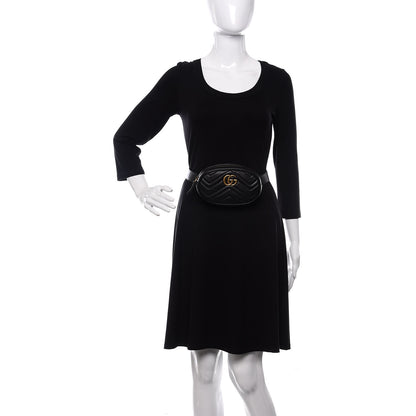 Gucci Calfskin Matelasse GG Marmont Belt Bag 85 34 Black 2 of 12