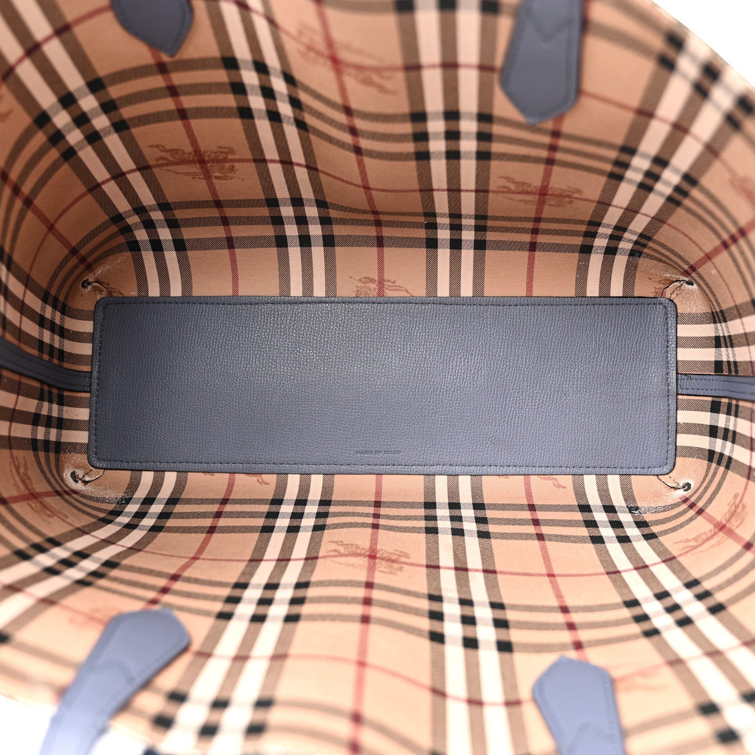 Burberry Calfskin Haymarket Check Small Reversible Tote Slate Blue 9 of 20