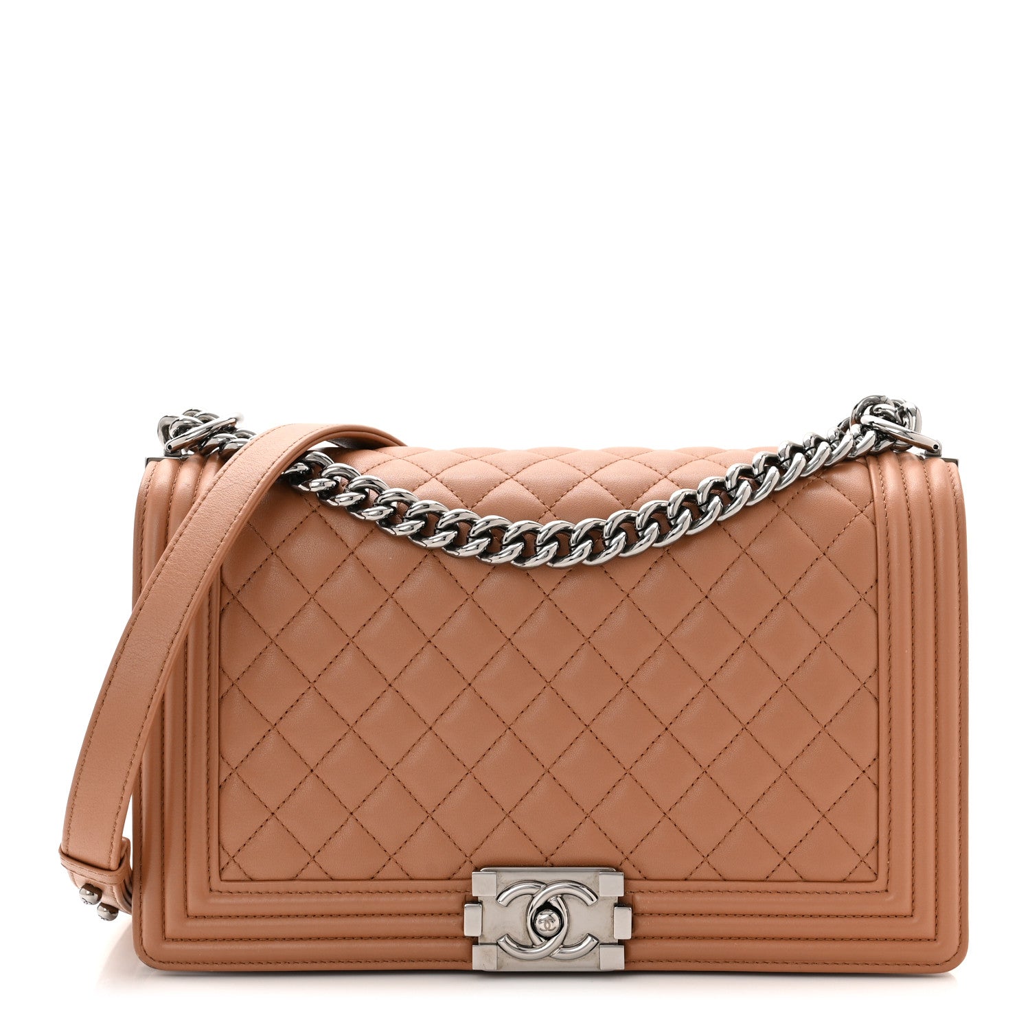 Chanel Calfskin Quilted New Medium Boy Flap Dark Beige 1 of 10