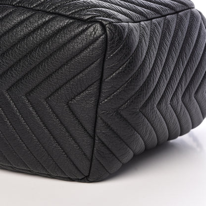 Chanel Deerskin Chevron Large CC Chain Bucket Drawstring Bag Black 10 of 10