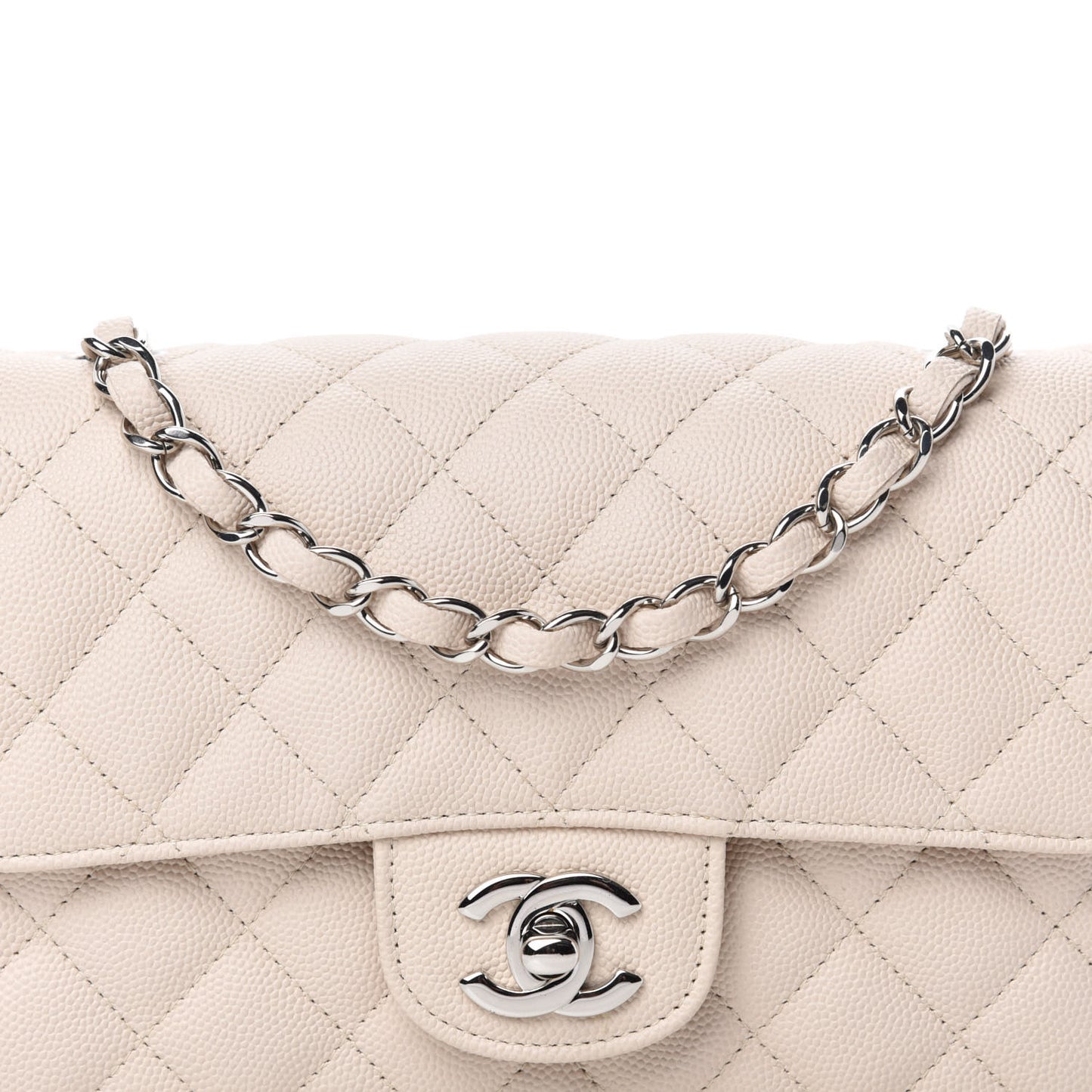 Caviar Quilted Mini Rectangular Flap White