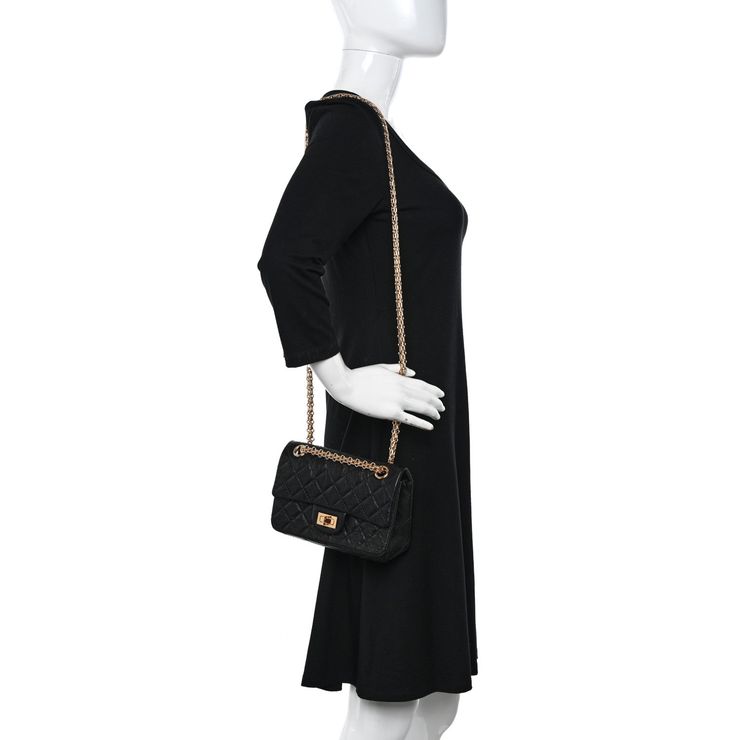 Chanel Aged Calfskin Quilted 2.55 Reissue Mini Flap Black 2 of 11