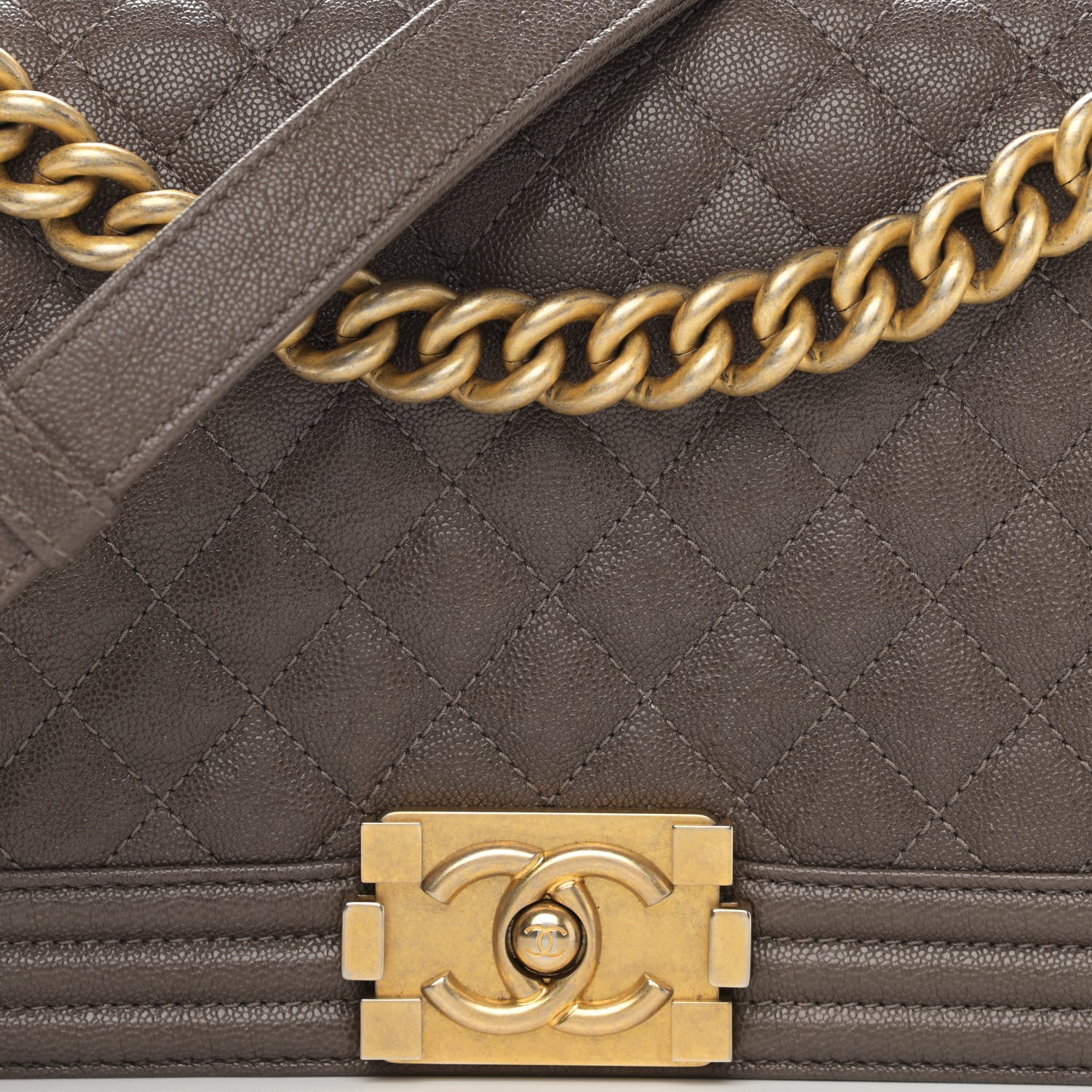 Chanel Caviar Quilted Medium Boy Flap Khaki 8 of 10