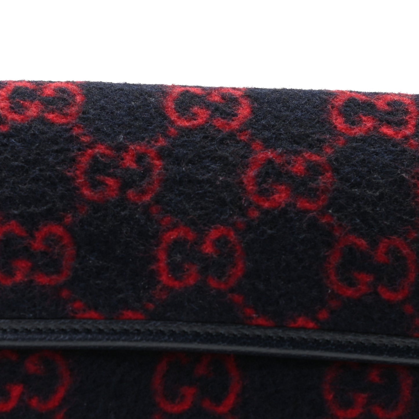 Covered Wool GG Monogram Slim Belt Bag Navy Red