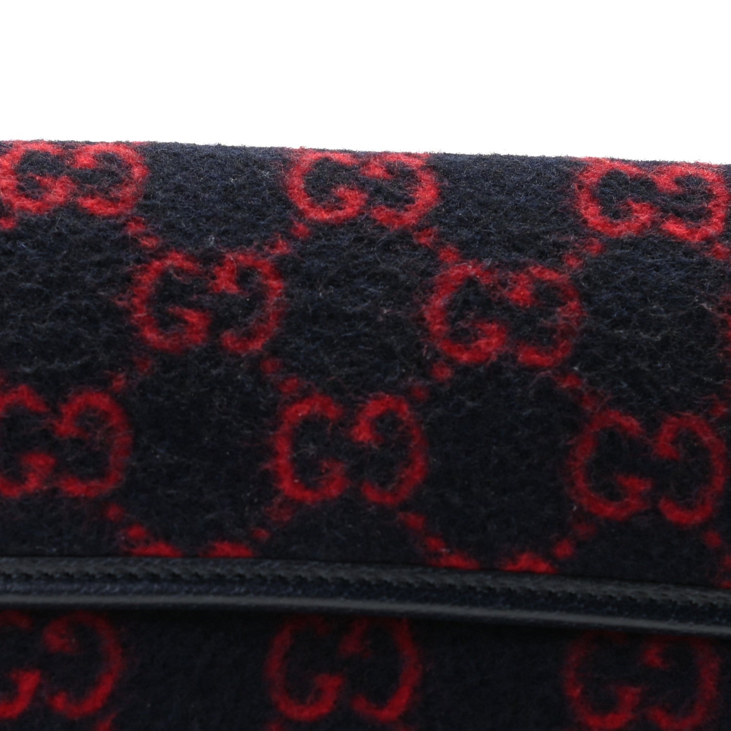 Gucci Covered Wool GG Monogram Slim Belt Bag Navy Red 5 of 10