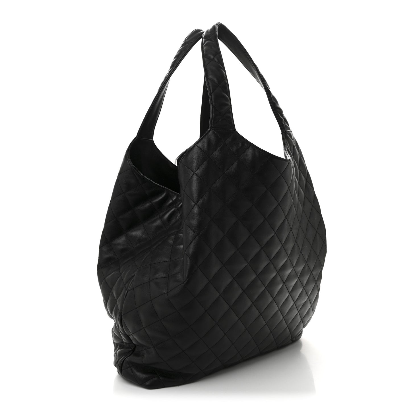 Lambskin Quilted Maxi Icare Shopping Tote Black