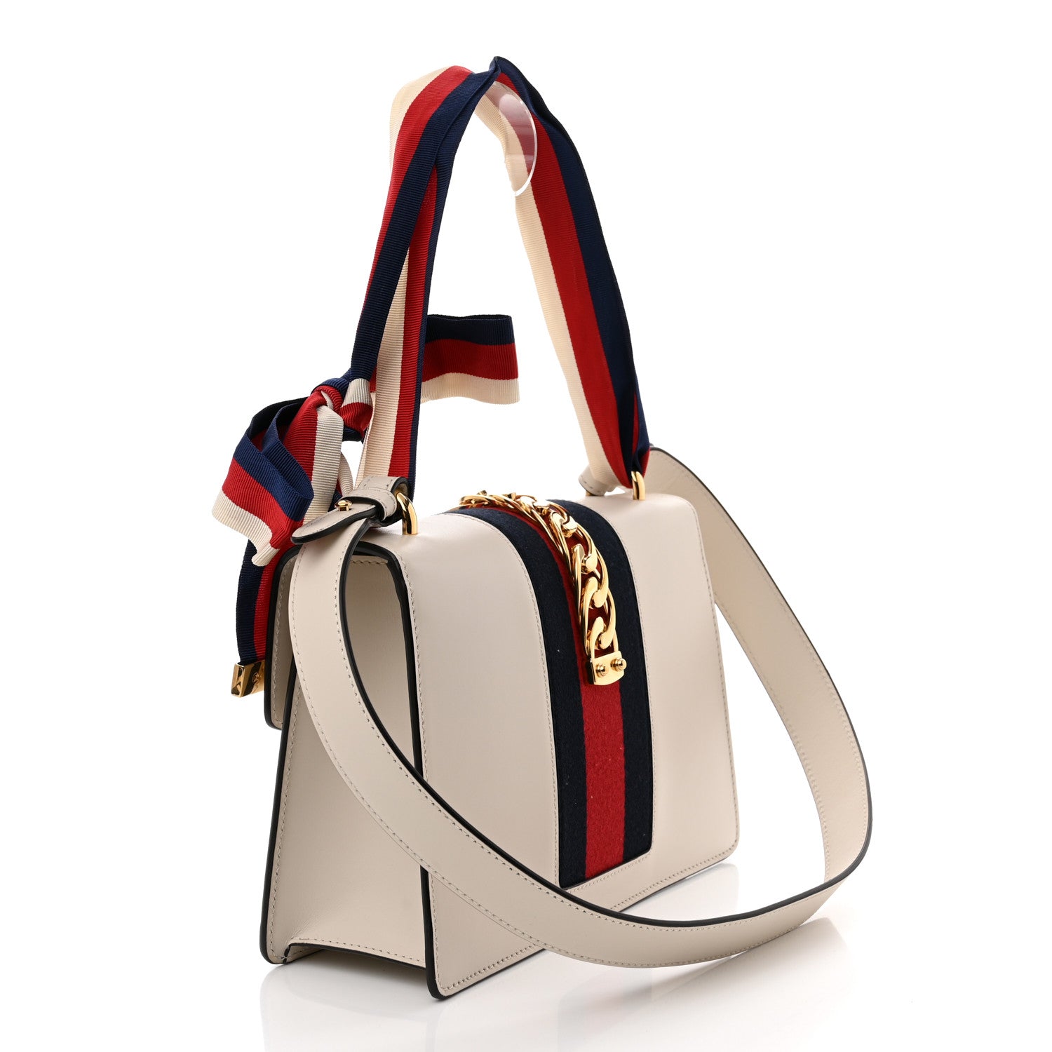 Gucci Calfskin Small Sylvie Shoulder Bag Off White 3 of 9
