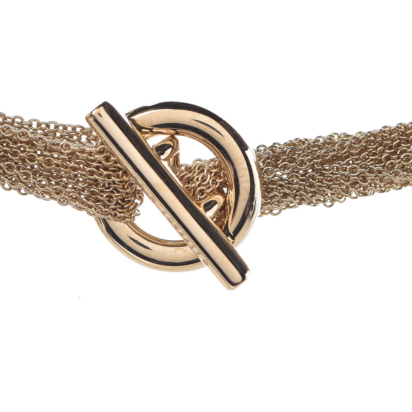 18K Yellow Gold Heart Mesh Toggle Necklace