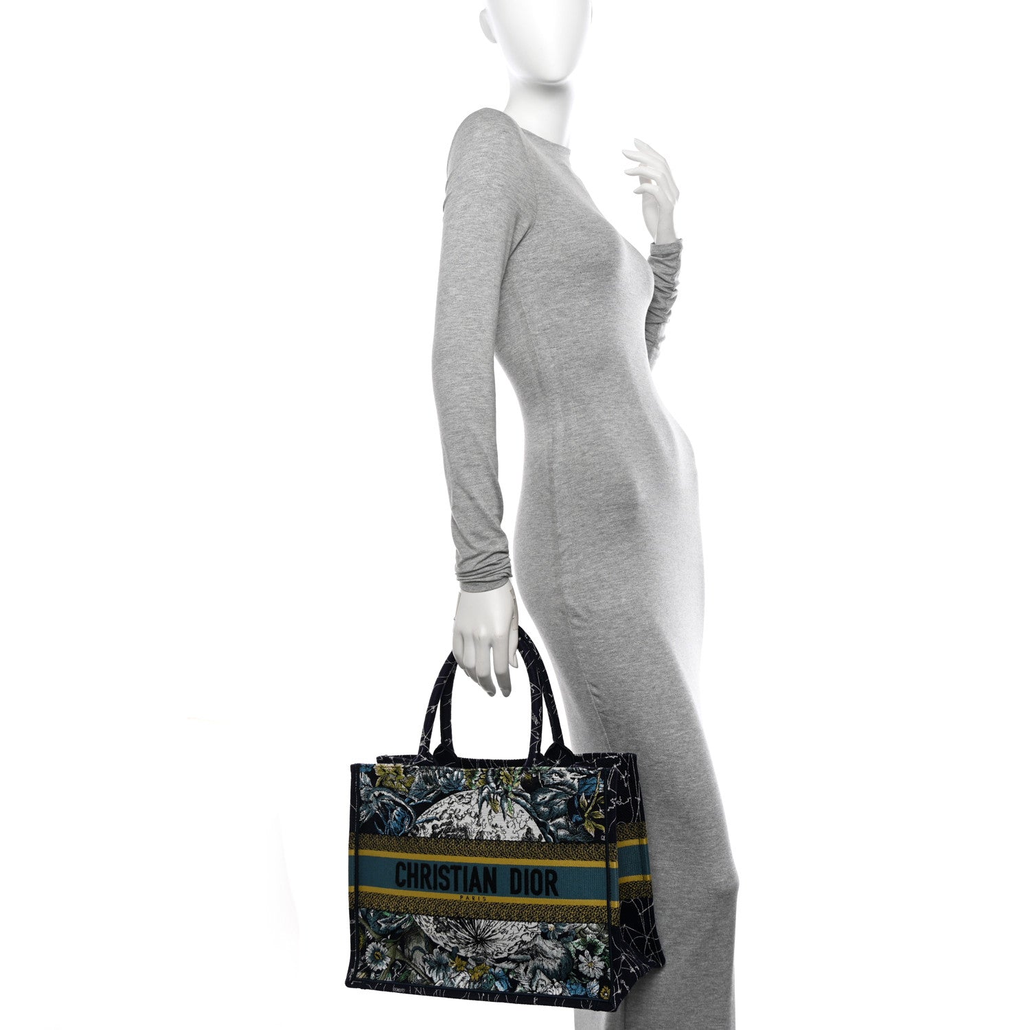 Christian Dior Canvas Embroidered Medium Zodiac Book Tote Blue Multicolor 2 of 10