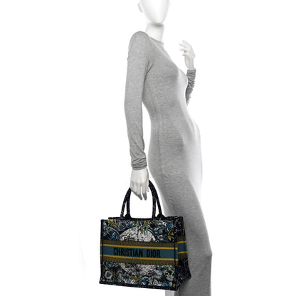 Christian Dior Canvas Embroidered Medium Zodiac Book Tote Blue Multicolor 2 of 10