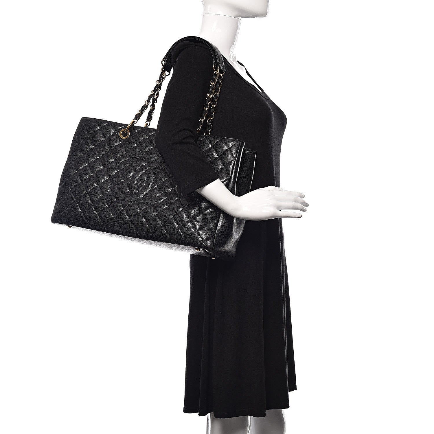 Chanel Caviar Quilted XL Grand Shopping Tote GST Black 2 of 12