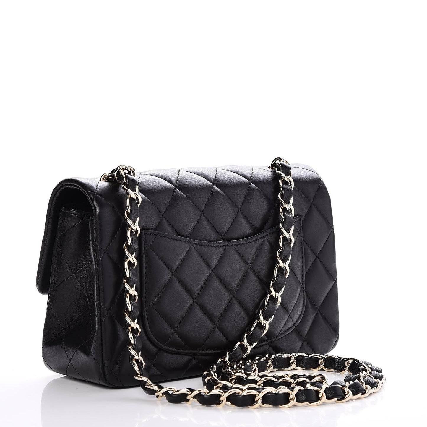 Lambskin Quilted Mini Rectangular Flap Black