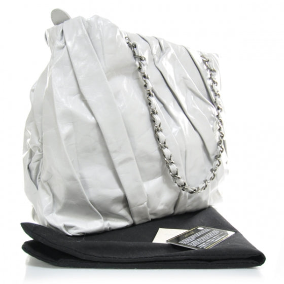 Leather Twisted Medium Tote Light Gray