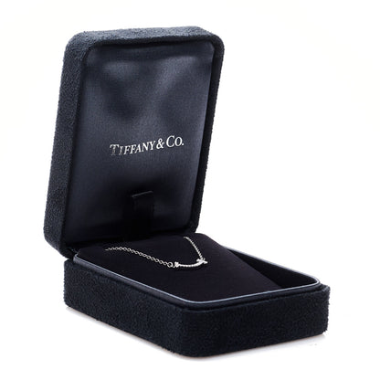 Tiffany 18K White Gold Diamond Mini T Smile Pendant Necklace 7 of 7