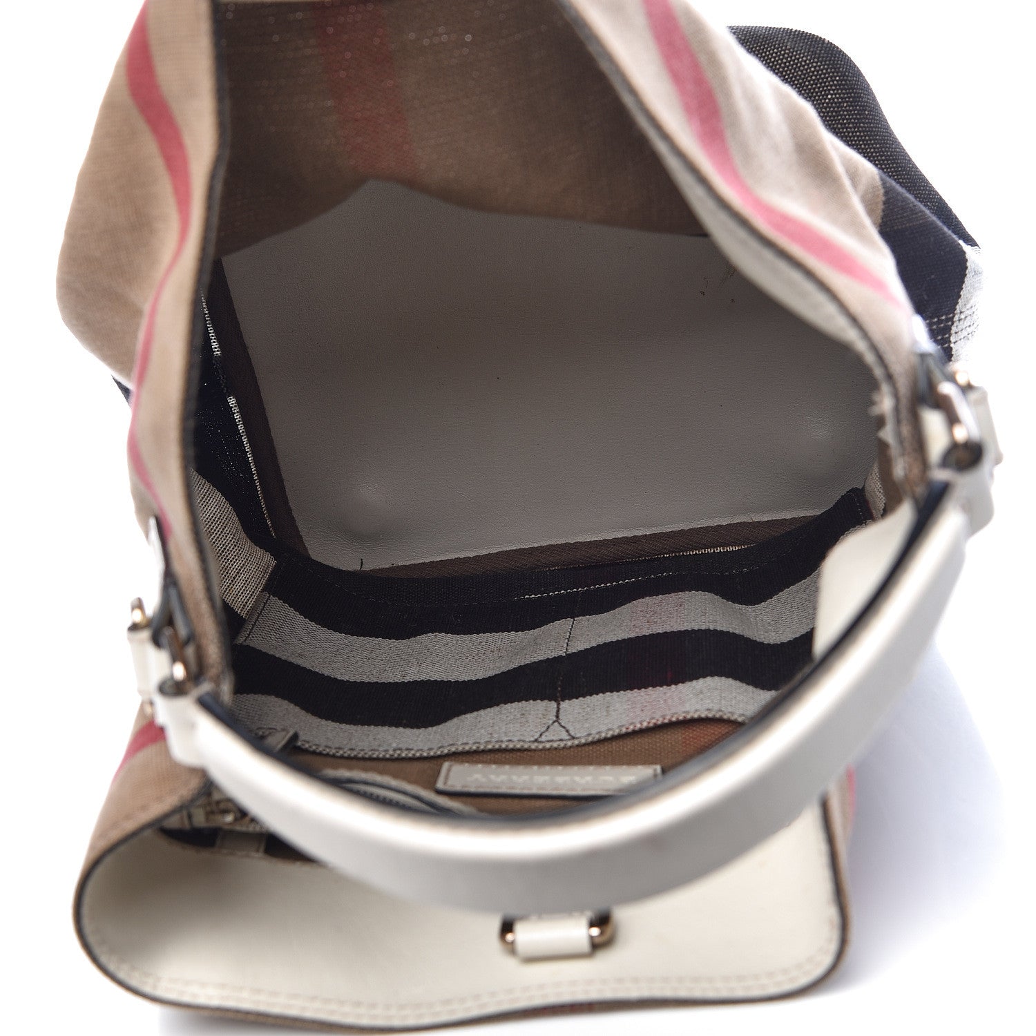 Burberry Canvas Mega Check Medium Ashby Hobo White 5 of 26